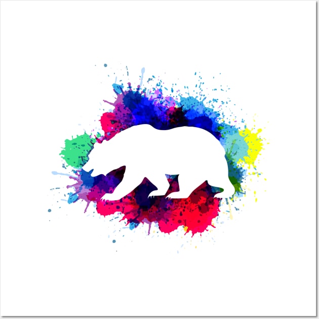 LGBT Rainbow Splatter Pride Bear Wall Art by theglaze